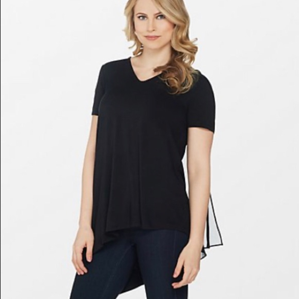 Lisa Rinna V-Neck Top with Chiffon Back Detail